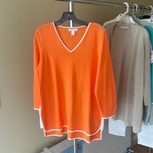 Belford Orange/white long cotton sweater like new.